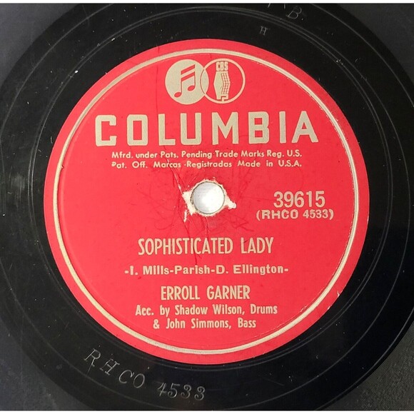 Erroll Garner 78 Sophisticated Lady / Fine And Dany on Columbia 39615 E- Jazz - Picture 1 of 2